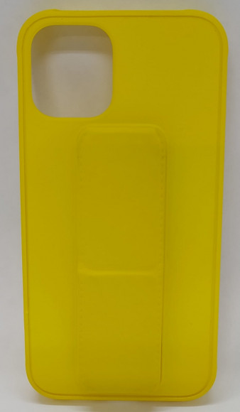 Накладка для iPhone 12 mini 5.4" кожаная с держателем для руки желтая
