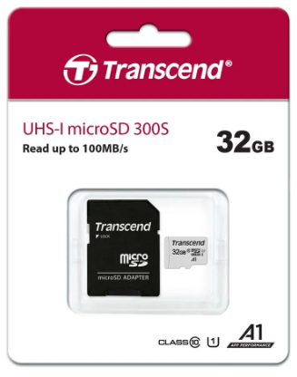 micro SDHC карта памяти Transcend 300S 32GB UHS-I Сlass 10 100MB/s (с адаптером SD)