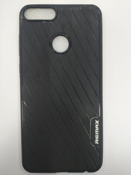 Накладка для Huawei P Smart (2018) силикон под кожу Remax чёрный