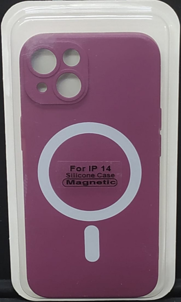 Накладка для iPhone 14 6.1" Magsafe силикон бордовая