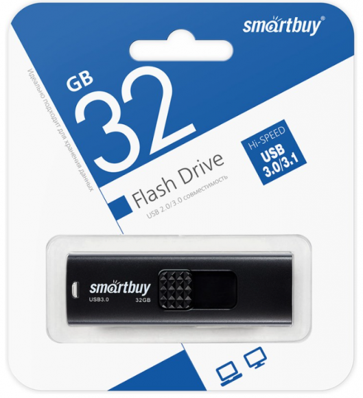 3.1 USB флеш накопитель SmartBuy 32GB Fashion (SB032GB3FSK) черный