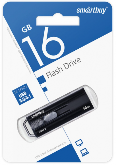 3.0 USB флеш накопитель Smartbuy 16GB Iron2 (SB016GBIR2K) металл черный