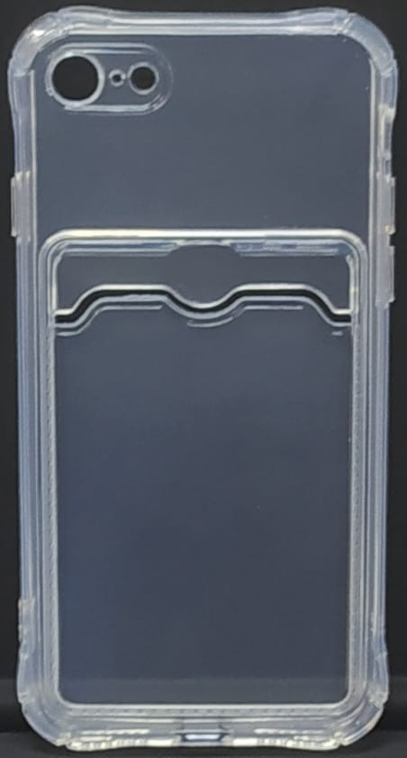 Чехол-накладка силикон тонкий с карманом под карту iPhone 7/8 прозрачная