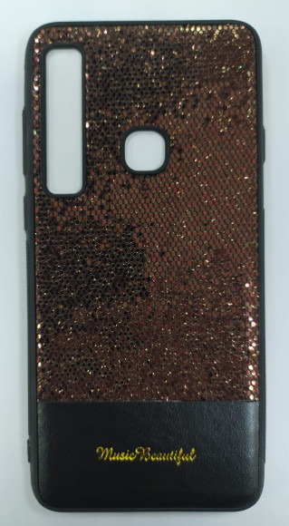 Накладка для Samsung Galaxy A9 (2018) силикон кожзам с блестками