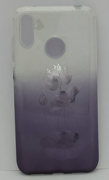 Накладка для Huawei Y7 (2019) силикон с блёстками цветы в ассортименте