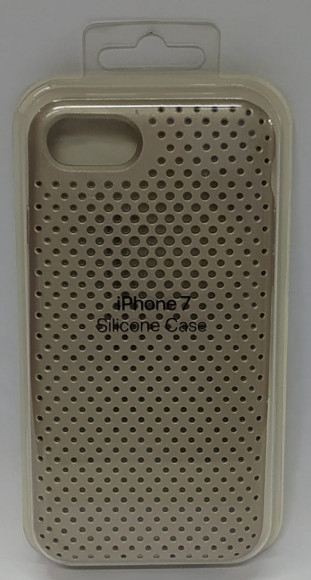 Накладка для iPhone 7 силикон в сетку под оригинал, золотистая