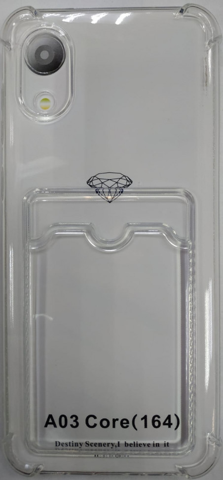 Чехол-накладка силикон с карманом под карту Samsung Galaxy A03 Core прозрачный