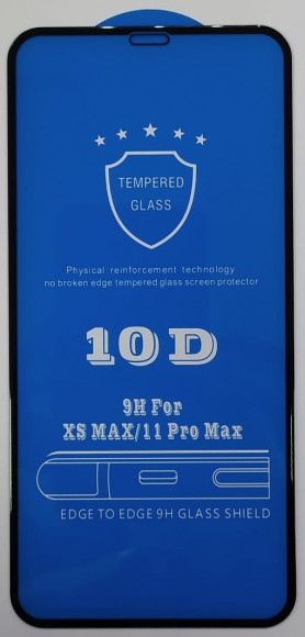 Защитное стекло для iPhone 11 Pro Max/XS Max 6.5" 10D олеофобное чёрное