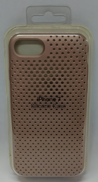Накладка для iPhone 7 силикон в сетку под оригинал, розовая