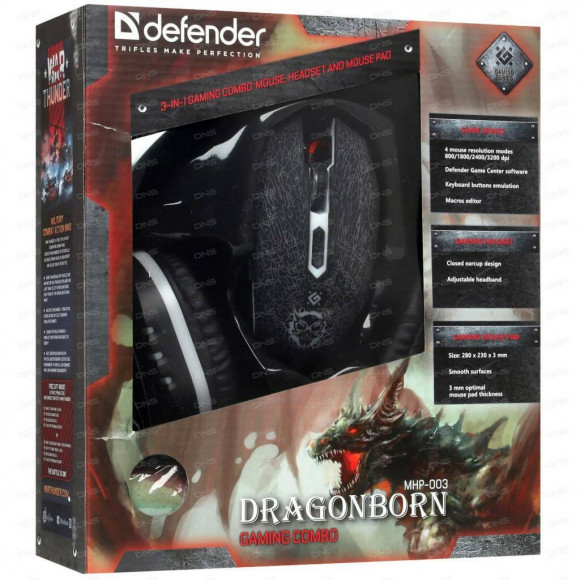 Набор мышь/коврик/гарнитура Defender MHP-003 Dragonborn