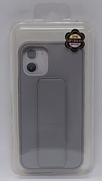 Накладка для iPhone 12 mini 5.4" кожаная с держателем для руки серая