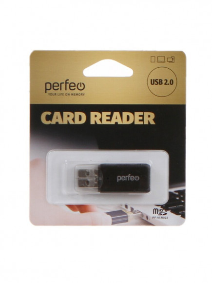 Картридер USB2.0 MicroSD Perfeo (PF-VI-R022) черный