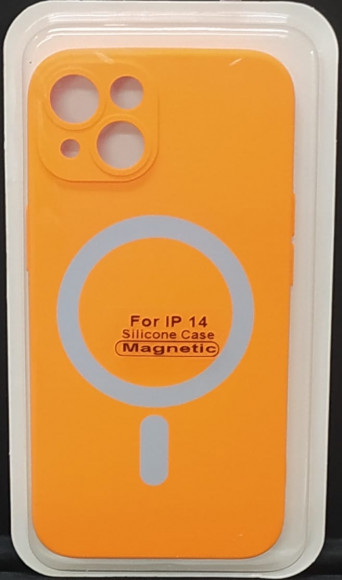 Накладка для iPhone 14 6.1" Magsafe силикон оранжевая