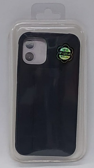 Накладка для iPhone 12 mini 5.4" кожаная с держателем для руки темно-синяя