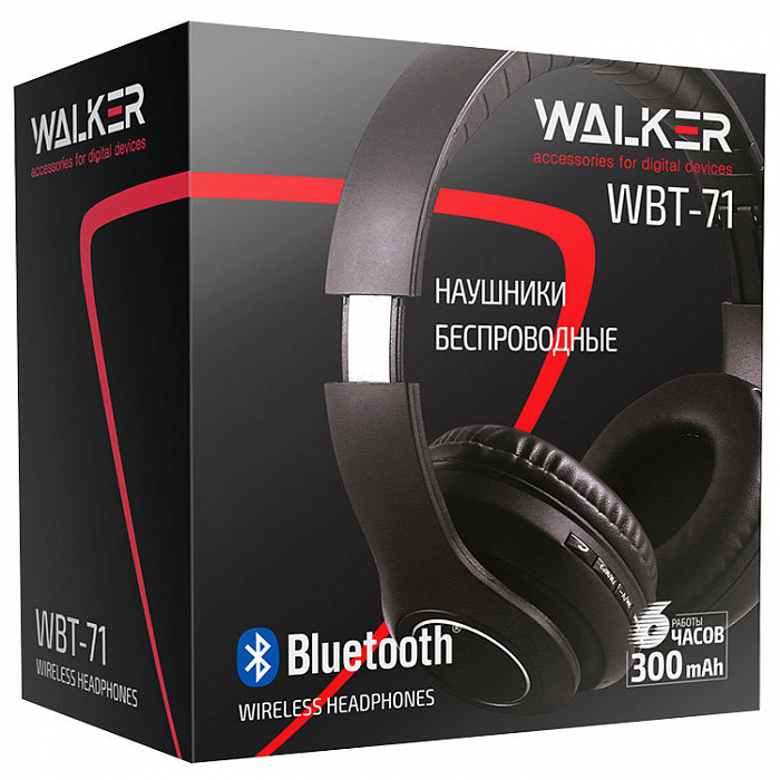 Bluetooth-гарнитура полноразмерная Walker WBT-71 300mAh/6ч белая