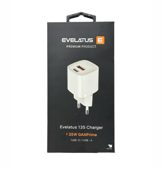 Сетевое зар. устр. Evelatus 135 1USB/1C 22.5W/35W белое