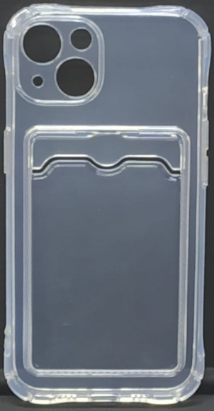 Чехол-накладка силикон с карманом под карту iPhone 14 Plus 6.7" прозрачная