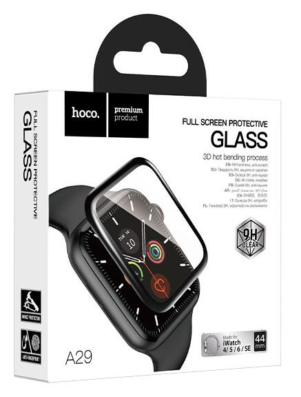 Защитное стекло для Apple Watch 4/5/6/SE "44" Hoco A29 черное