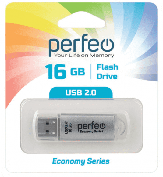 USB флеш накопитель Perfeo 16GB E01 Silver economy series