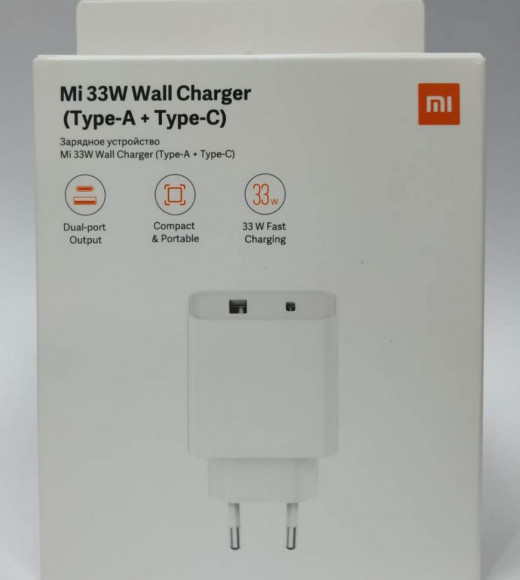 Сетевое зарядное устройство Xiaomi MI 33W Wall Charger 1USB/1USB-C 22.5W (BHR4996GL) белое