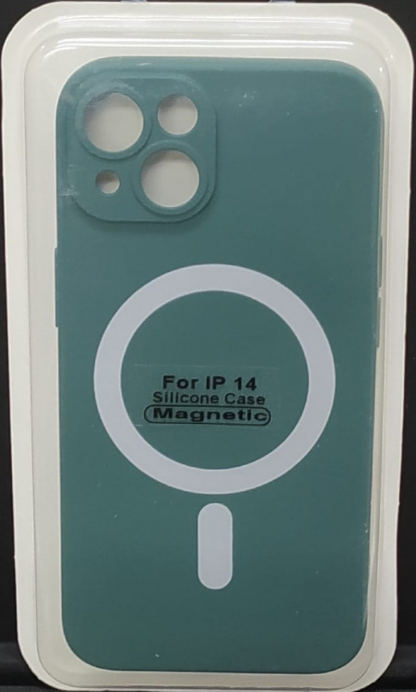 Накладка для iPhone 14 6.1" Magsafe силикон темно-зеленая