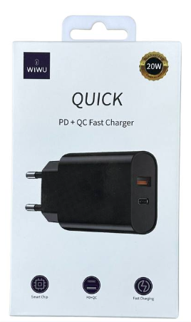 Сетевое зарядное устройство WIWU 1USB/1C 20W Wi-U002 черное