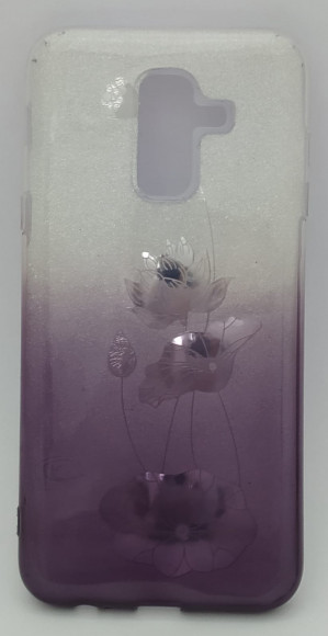 Накладка для Samsung Galaxy A6 Plus (2018) силикон с блестками цветы в ассортименте