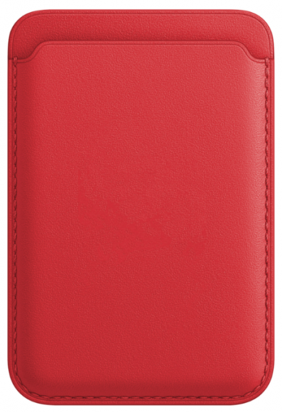 Кожаный чехол-бумажник для карт и визиток MagSafe Leather Wallet для Apple iPhone красный