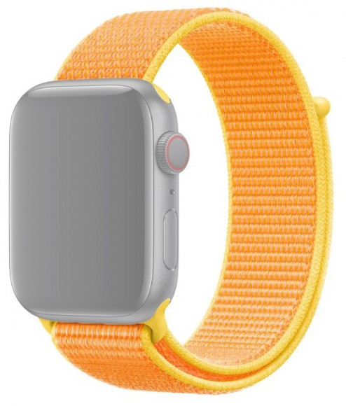 Сменный браслет металлический для Apple Watch 38-40mm ткань липучка жёлтый