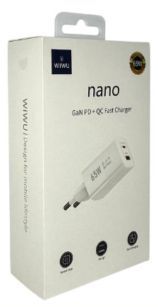 Сетевое зарядное устройство WIWU Nano GaN 1USB/1C 65W Wi-U012 белое