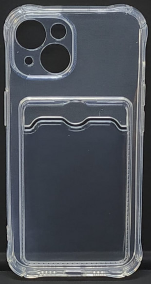 Чехол-накладка силикон с карманом под карту iPhone 14 6.1" прозрачная