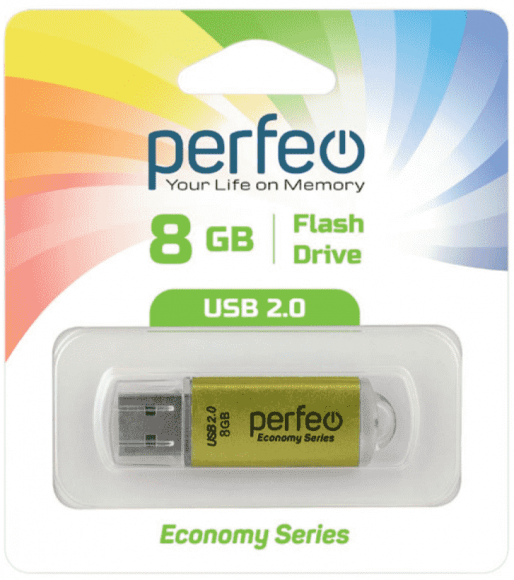 USB флеш накопитель Perfeo 8GB E01 Gold economy series