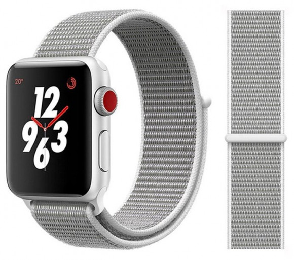 Сменный браслет металлический для Apple Watch 38-40mm ткань липучка серый