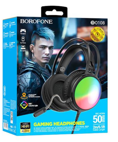 Стереонаушники Полноразмерные Borofone BO108  Flame Gaming 1.2м чёрный
