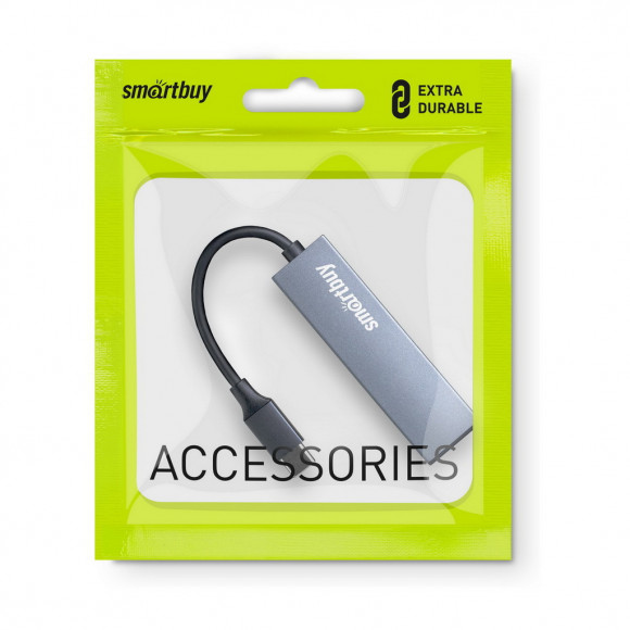 USB-C хаб Smartbuy 460С 2 USB3.0 серый (SBHA-460С-G)