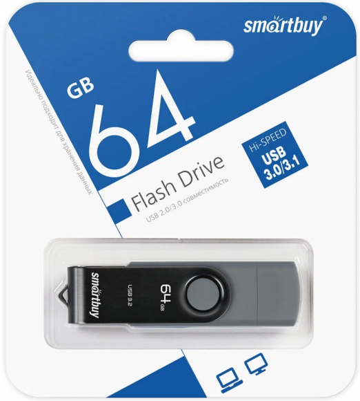3.0/3.1 USB флеш накопитель Smartbuy 064GB Twist Dual Type-C/Type-A (SB064GB3DUOTWK)
