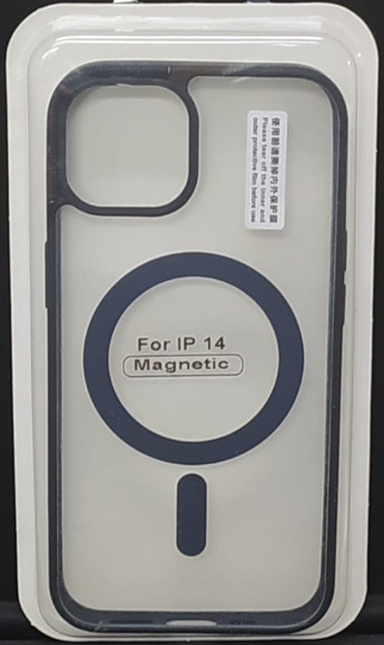 Накладка для iPhone 14 6.1" Magsafe силикон прозрачный бока черная