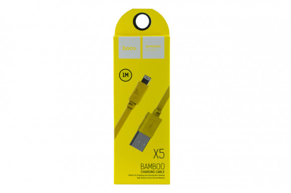 Usb Кабель-зарядка Lightning Hoco X5 Bamboo 2.4A 1м плоский силиконовый жёлтый