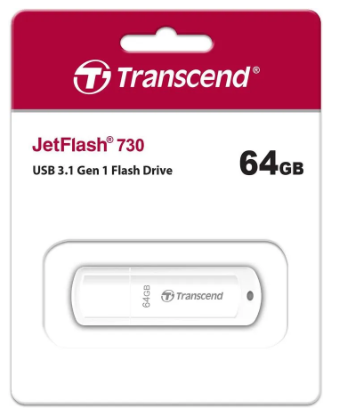 3.1 USB флеш накопитель Transcend 64GB JetFlash 730 белый