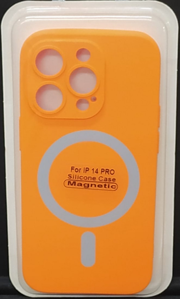 Накладка для iPhone 14 Pro 6.1" Magsafe силикон оранжевая