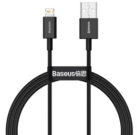 Кабель Baseus Superior (CALYS-A01), Lightning - USB, 2.4 А, 66 Вт, 1м, быстрая зарядка, черный