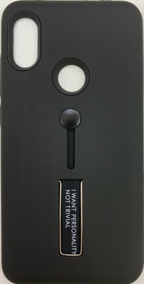 Накладка для Xiaomi Redmi Note 6 Pro пластик матовый с держателем для пальца