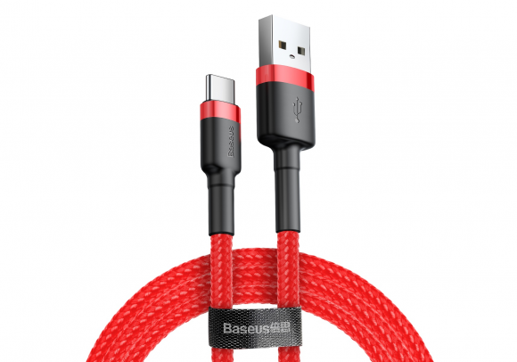 Кабель Baseus Cafule USB - USB Type-C, 2 м, (CATKLF-C09) красный/черный