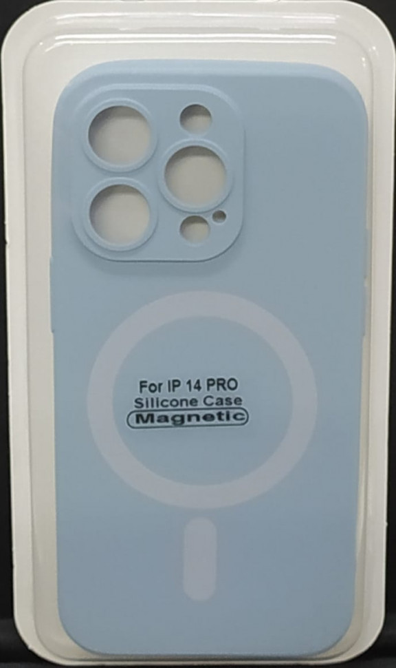 Накладка для iPhone 14 Pro 6.1" Magsafe силикон серо-голубая