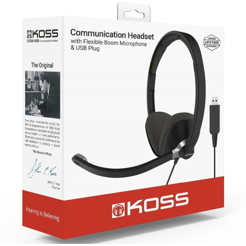 Стереонаушники полноразмерные KOSS CS-300 с микрофоном USB черные