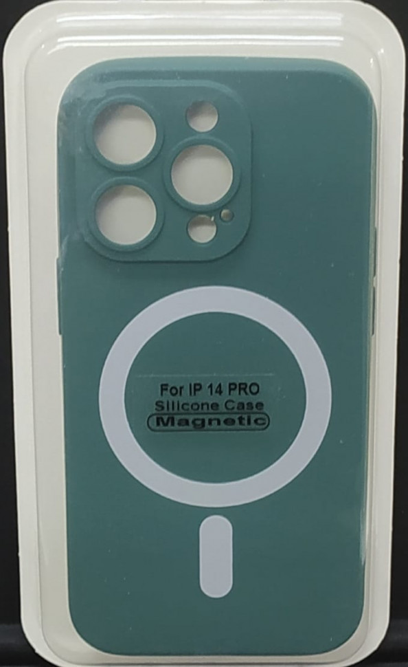 Накладка для iPhone 14 Pro 6.1" Magsafe силикон темно-зеленая