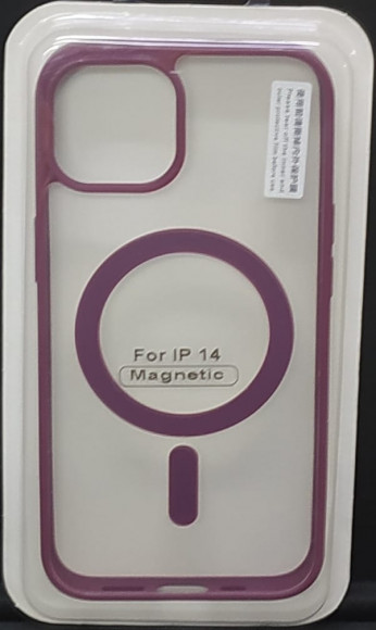 Накладка для iPhone 14 6.1" Magsafe силикон прозрачный бока бордовая