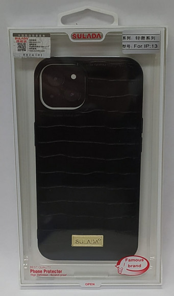 Накладка для iPhone 13 Sulada под кожу черная