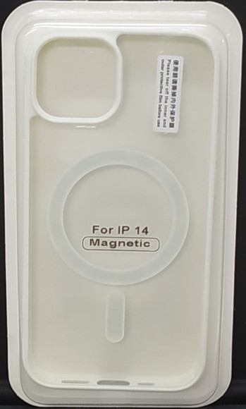 Накладка для iPhone 14 6.1" Magsafe силикон прозрачный бока белая