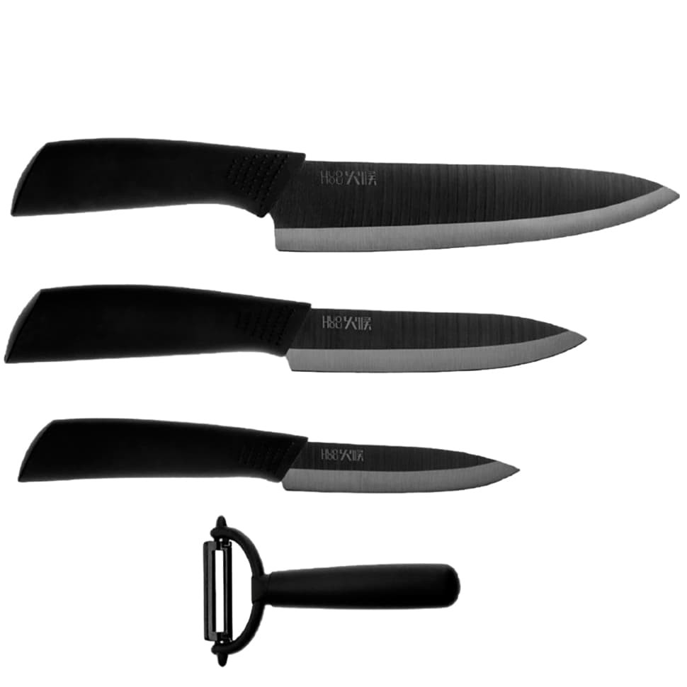 Набор керамических ножей Xiaomi Huo Hou Nano (4 предмета) чёрный